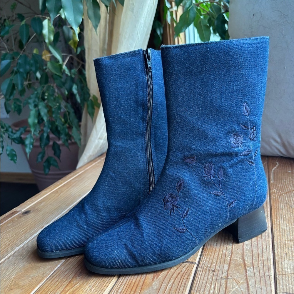 Denim ankle boots